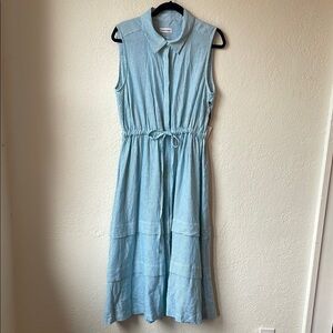 Calvin Klein Blue Polo Collar Sleeveless Midi Dress